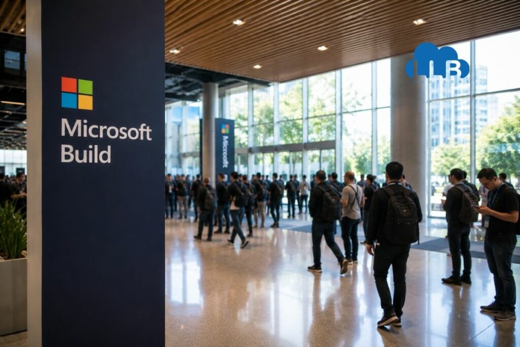 Microsoft Build 2026 Opening Keynote featuring Satya Nadella presenting artificial intelligence innovations.